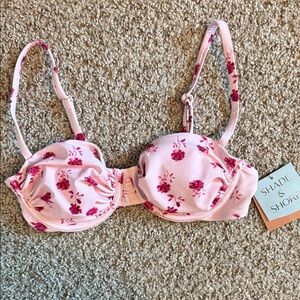 NWT Shade & Shore Pink Floral Bkini Top Sz 34 B